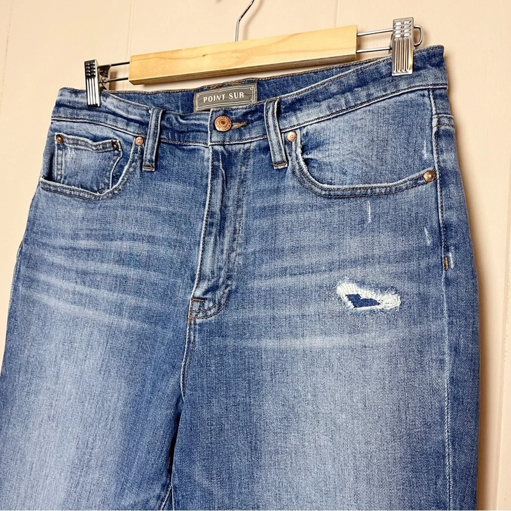 J. Crew Point Sur High Rise Straight Jeans 29 8 distressed cropped ankle stretch